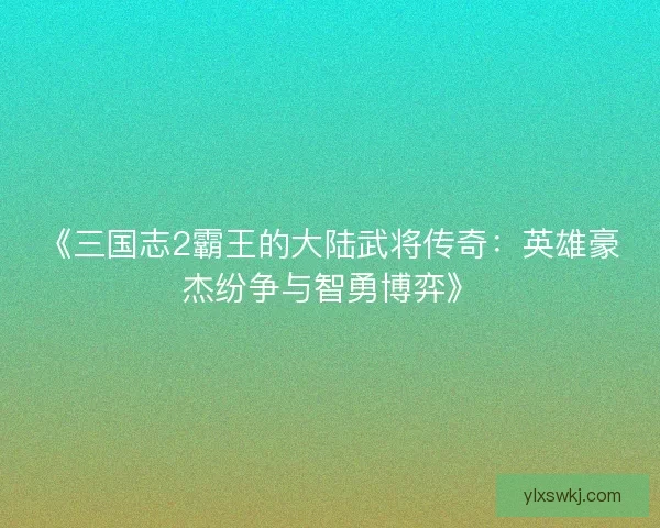 《三国志2霸王的大陆武将传奇：英雄豪杰纷争与智勇博弈》